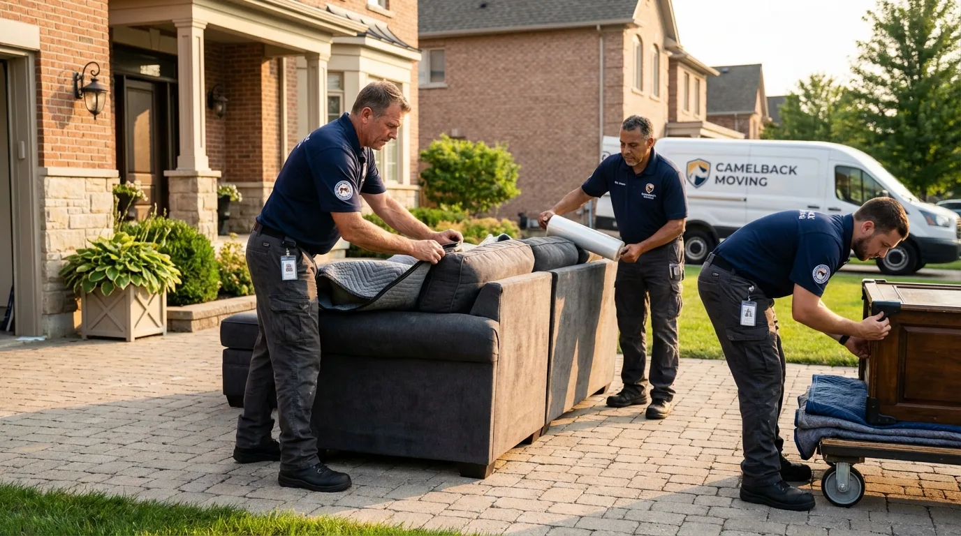Large estate moving crew wrapping furniture in Bryn Athyn, PA