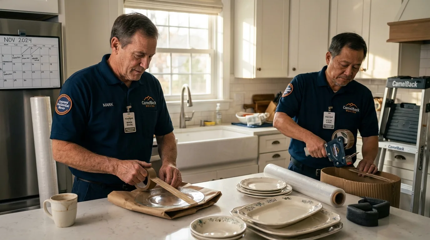 Professional crew packing kitchen dishware in Bryn Athyn, PA